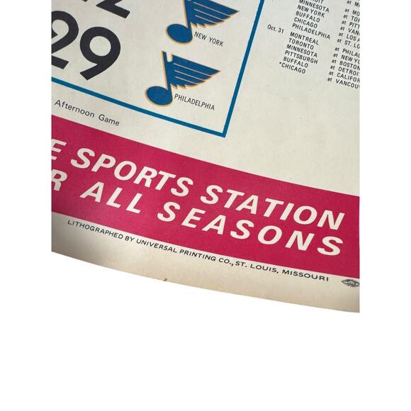 Vintage 1971-72 St. Louis Blues NHL Wall Calendar KMOX Radio Promo Hockey READ - Picture 11 of 13